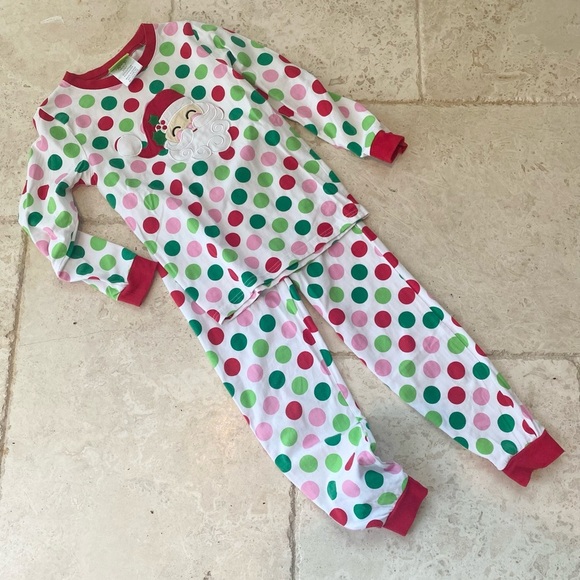 Classic Whimsy Polka Dot Santa Pajamas Size 7 EUC - Picture 1 of 2